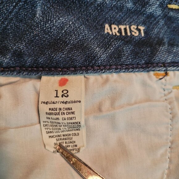 American Eagle Jeans 12 R Artist Flare Low Rise Medium Dark Wash Stretch Western - Picture 5 of 11